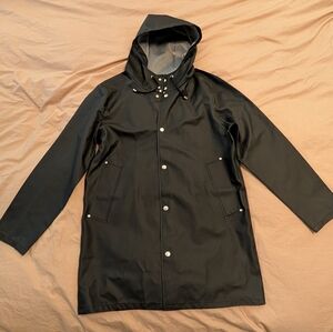 Stutterheim Black Hooded Raincoat - Lightweight